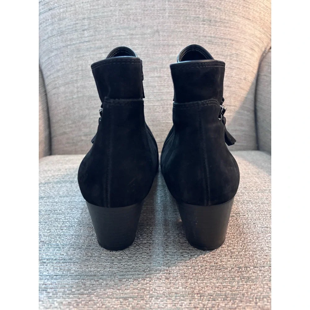 Gabor Comfort-H Black Suede Ankle Boots Side Zip Block Heel 96.603 7.5 UK 10 US
